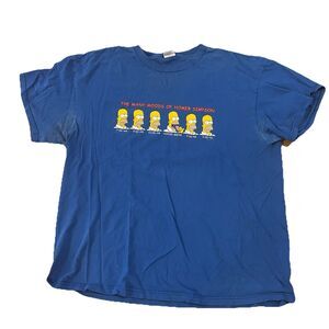 VTG Y2K 2001 The Simpsons THE MANY MOODS OF HOMER SIMPSON Blue T-Shirt Size XL